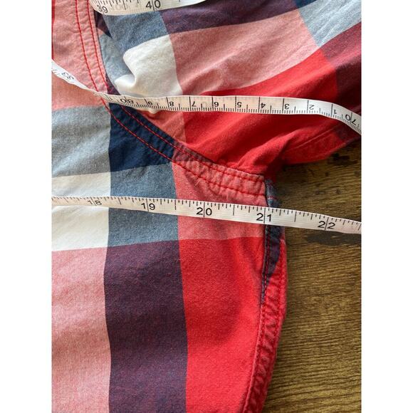 Abercrombie & Fitch Mens L Red/Blue Plaid Muscle Button Preppy/Cabin Top - Picture 5 of 8
